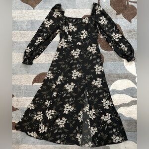 Anthropologie Solaì the Label On/Off Shoulder Long Sleeve Front Slit Midi Dress